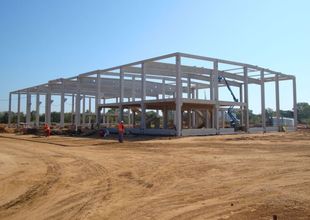 Overall overview of reinforced concrete frame of the VOLVO Truck Center Hradec Krlov