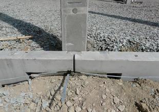 Detail of assembly of prefabricated ground beams on the pile cap