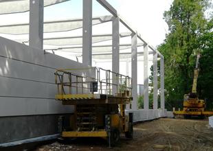 Installation of building envelope made from light-weight concrete panels