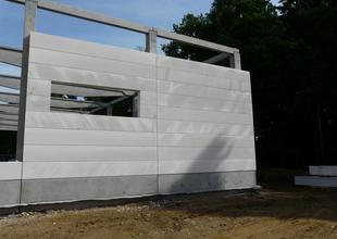 Installation of building envelope made from light-weight concrete panels