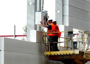 Installation of building envelope made from light-weight concrete panels