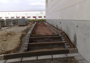 Pavements and outside levelling staircase