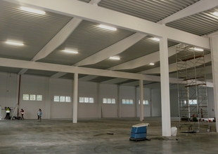 Interior of new warehouse - finishing work