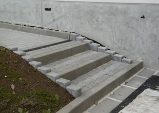 Pavements and outside levelling staircase