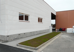 North view - passageway between the existing hall and the new hall