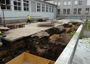 Excavation pits and preparing formwork for footing