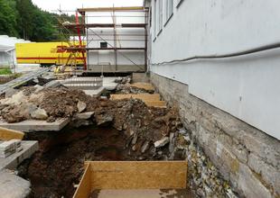 Excavation pits and preparing formwork for footing