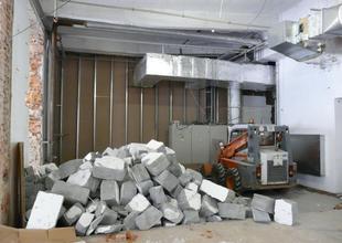 Demolition work inside the extension