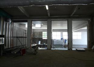 View through the existing hall into the new extension