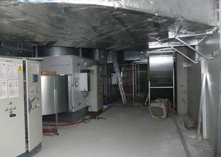 Inside space on the 2nd floor of the extension - work on putting the relocated air-conditioning unit into operation